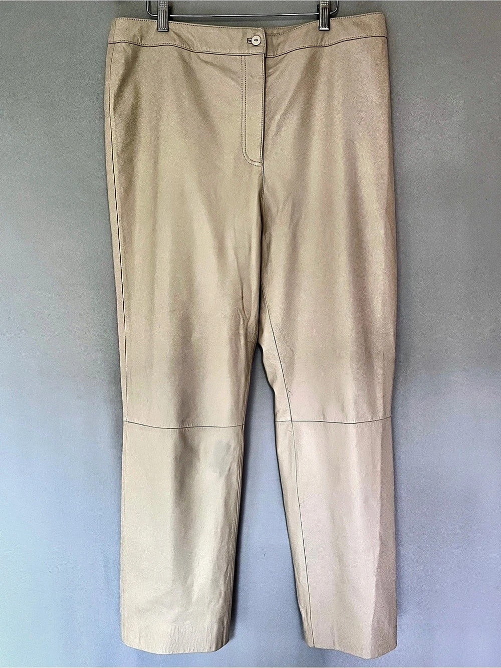 Nygard Collection Genuine Leather Pants Cream Straight Leg Size 14